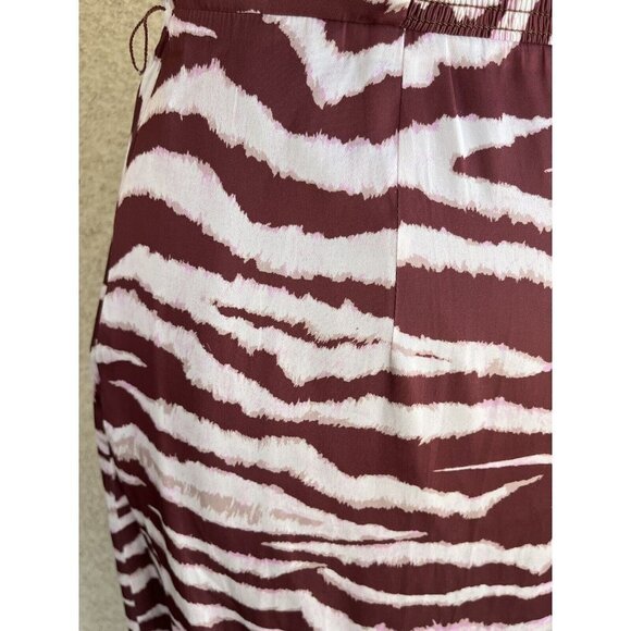 Paige Jade Cherrywood Cream Zebra printed halter ruffle hem midi dress Small - Picture 13 of 15